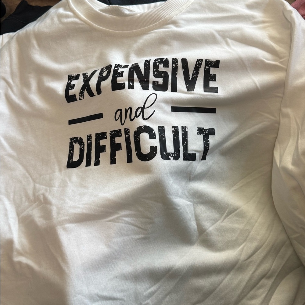 White Graphic Tee with Black Text